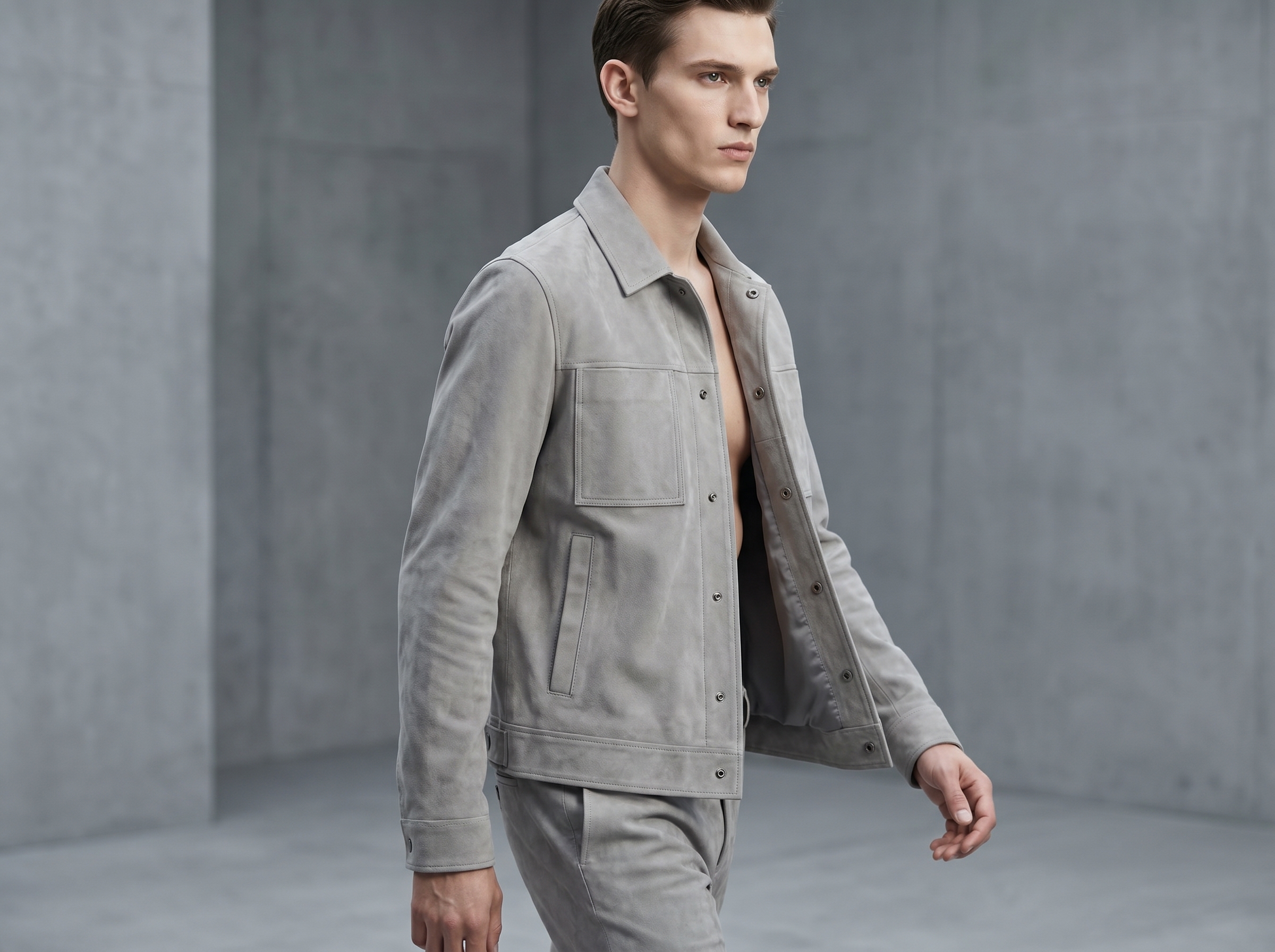 Minimalist Suede Trucker Jacket