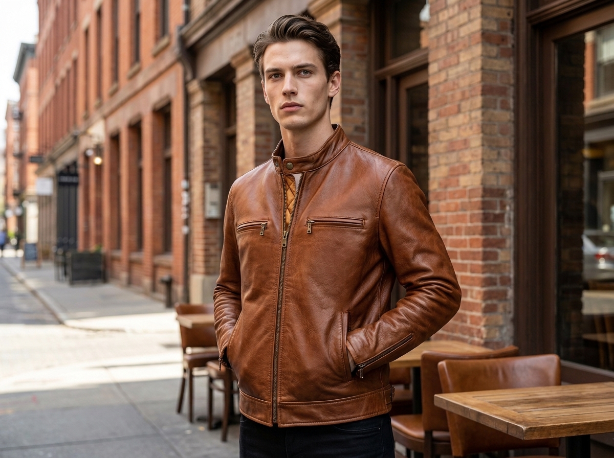 Classic Heritage Cafe Racer Leather Jacket
