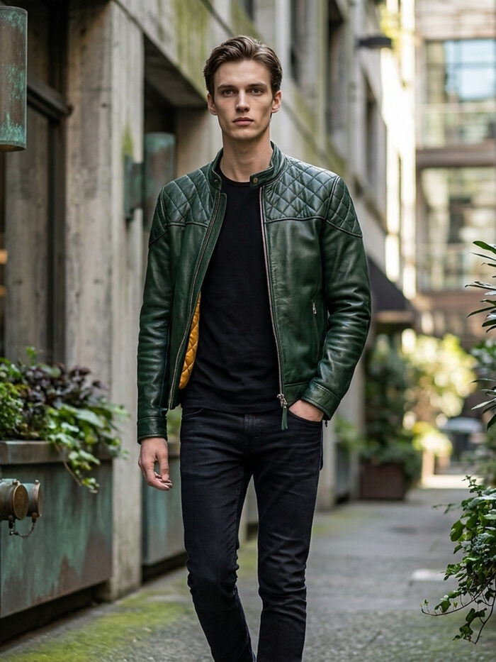 British Racing Green Heritage Moto Leather Jacket
